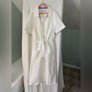 Vineyard Vines White Linen Tie-Front midi Dress size 4